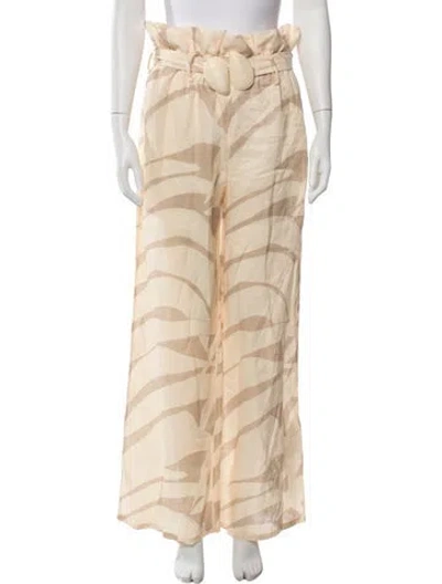 Pre-owned Johanna Ortiz Linen Wide Leg Pants In Neutral