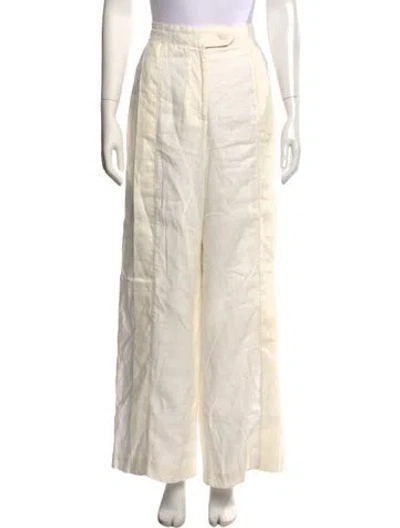 Pre-owned Johanna Ortiz Linen Wide Leg Pants In Neutral