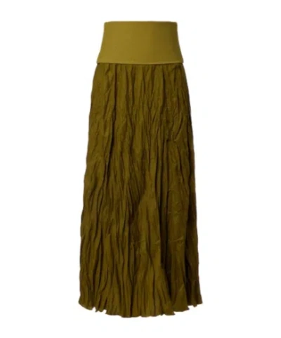 Johanna Ortiz Linen-blend Maxi Skirt In Green