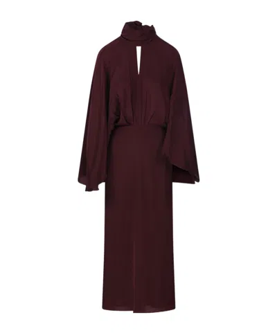 JOHANNA ORTIZ HIGH-NECK CAPE MIDI DRESS