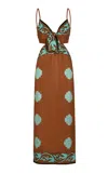 Johanna Ortiz Los Siete Mares Cutout Linen Midi Dress In Multi
