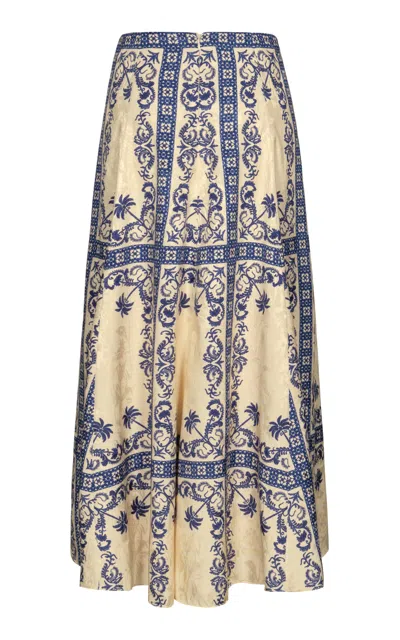 Johanna Ortiz Lucena Ankle Crepe Maxi Skirt In Multi