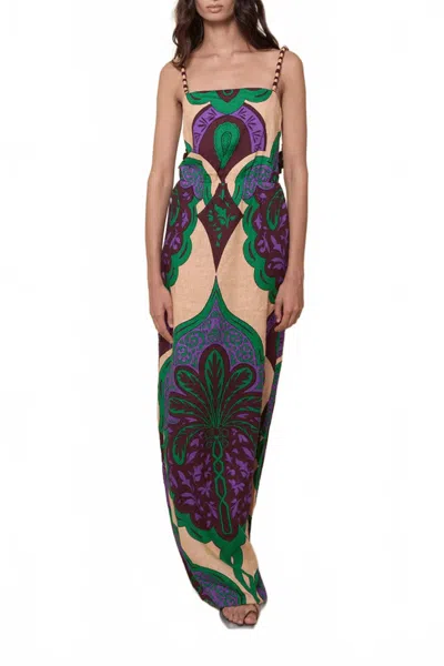 Johanna Ortiz Lucky Charm Maxi Dress In Emerald Purple In Multi