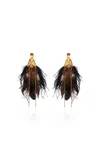 Johanna Ortiz Luminous Fortune Feather Earrings In Black