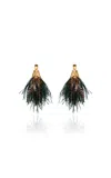 Johanna Ortiz Luminous Fortune Feather Earrings In Green