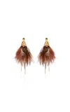 Johanna Ortiz Luminous Fortune Feather Earrings In Multi