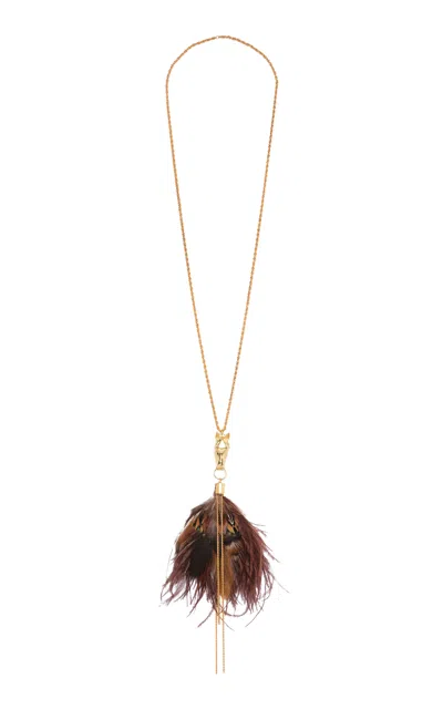 Johanna Ortiz Luminous Talisman Dance Feather Necklace In Brown