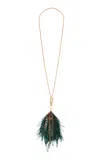 Johanna Ortiz Luminous Talisman Dance Feather Necklace In Green