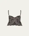 Johanna Ortiz Lunch Date Embroidered Cotton-blend Crop Top In Tropicalismo Andaluz Black/ecru