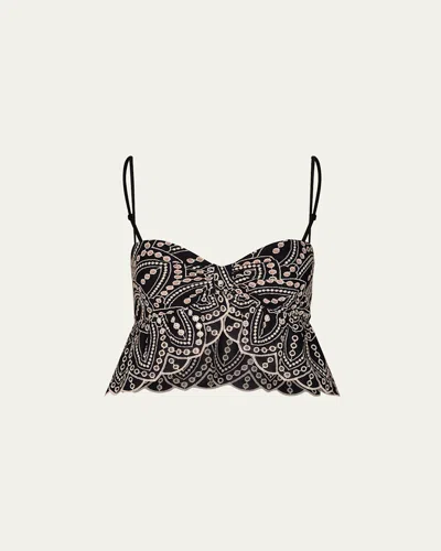JOHANNA ORTIZ LUNCH DATE EYELET CROPPED TOP