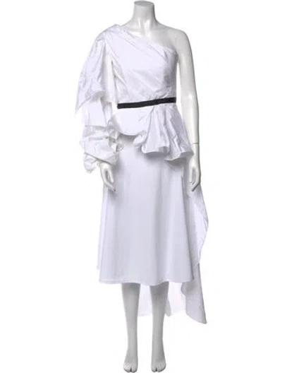 Pre-owned Johanna Ortiz Malina Top One-shoulder Tunic W/ Tags In White