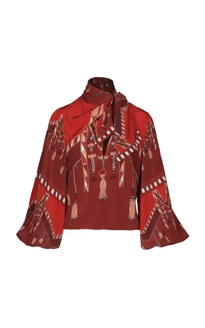 Johanna Ortiz Maps Of The South Silk Top In Brown