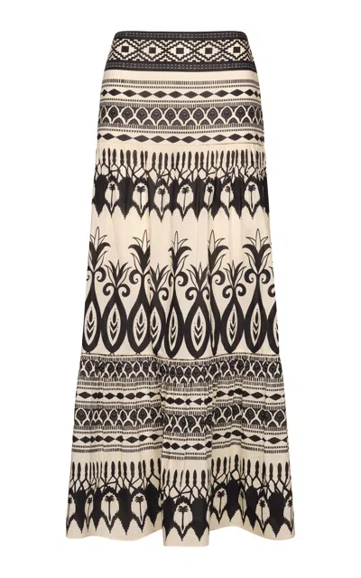 Johanna Ortiz Mapuche Territorio Atemporal Cotton Maxi Skirt In Black