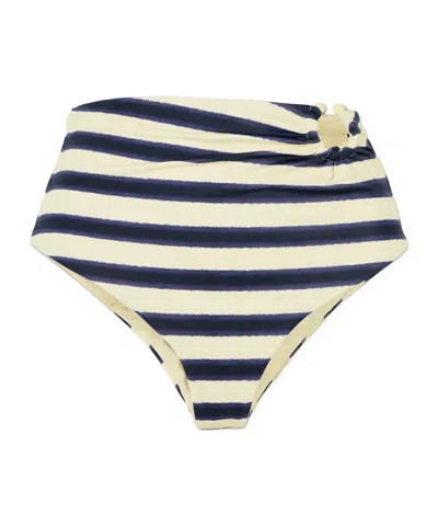 Johanna Ortiz Marinera Embellished Striped Recycled Bikini Briefs In Neutral
