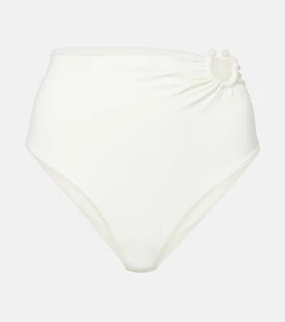 Johanna Ortiz Marinera Ruched Bikini Bottoms In White