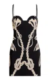 Johanna Ortiz Maritime Star Printed Bustier Mini Dress In Tropical Catch/ecru/black