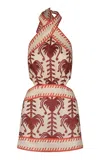Johanna Ortiz Marsala Tide Strength Printed Linen Mini Dress