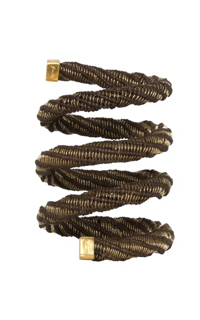 Johanna Ortiz Mayahuel Goddess Leather Wrap Bangle In Brown