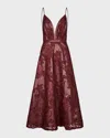 Johanna Ortiz Melancholic Bliss Embroidered Vegan Leather Midi Dress In Wine