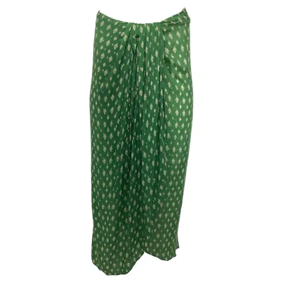 Johanna Ortiz Merecumbé Print Faux Wrap Maxi Skirt In Green Viscose