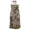 Johanna Ortiz Midi Cocktails In Zanzibar Printed Dress In Green Cotton In Green