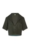 Johanna Ortiz Misty Cropped Cotton Terry Top In Green