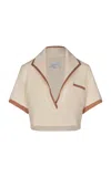 Johanna Ortiz Misty Hem Cropped Cotton-terry Shirt