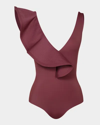 Johanna Ortiz Mocca Boleros One-piece Swimsuit In Burgundy