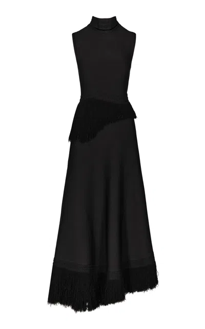 Johanna Ortiz Momentum Fringed Maxi Dress In Black