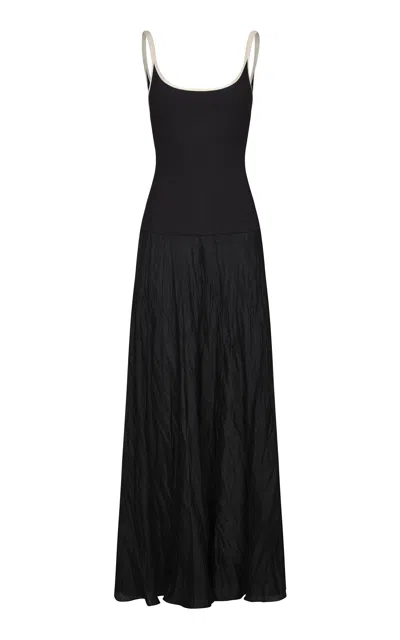 Johanna Ortiz Mother Island Linen-blend Maxi Dress In Black