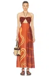 Johanna Ortiz Mother Of All Waters Maxi Dress In Mother Boa Pareo Pink & Terracotta