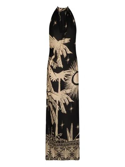 Johanna Ortiz Musical Flower Printed Maxi Dress In Black