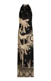 Johanna Ortiz Musical Flower Silk Maxi Dress In Black