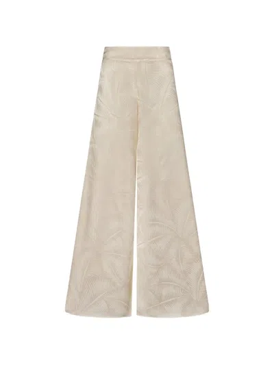 Johanna Ortiz Musical Palm-jacquard Wide-leg Trousers In Brown