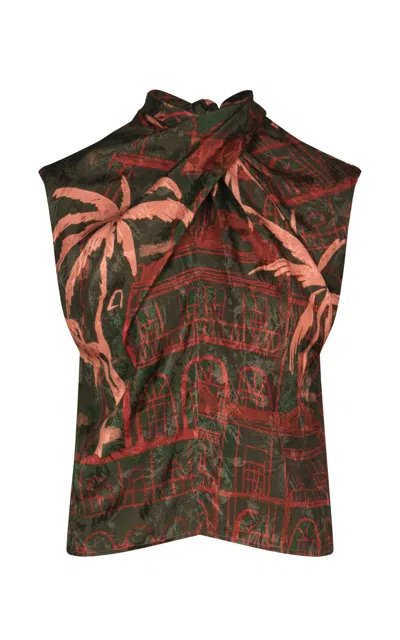 JOHANNA ORTIZ MYSTIC SHORE SATIN-JACQUARD TOP