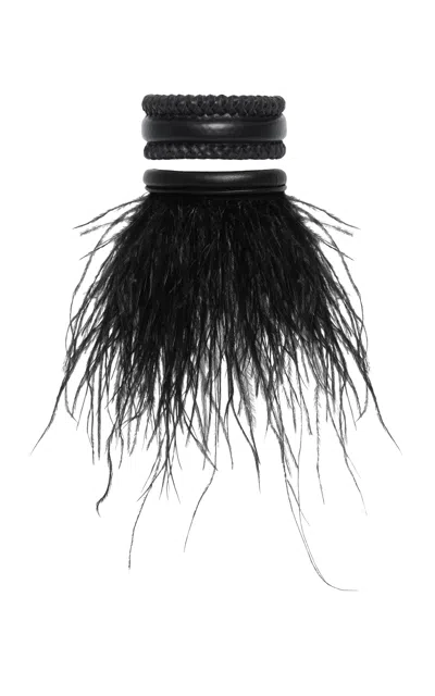 Johanna Ortiz Mystical Embrace Feather Bangles In Black