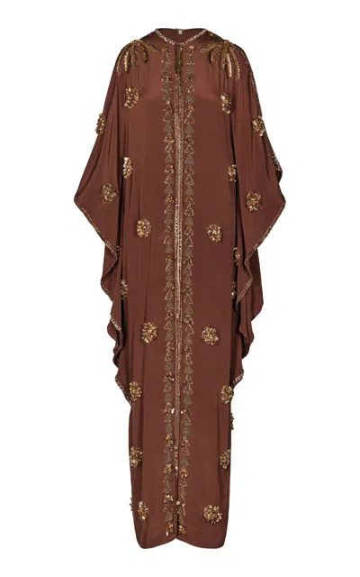 Johanna Ortiz Mystical Gaucho Silk Tunic Dress In Brown