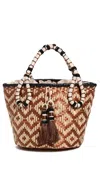 Johanna Ortiz Raffia Cube Bag In Brown
