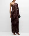 JOHANNA ORTIZ NANYEHI SEQUINED MESH ONE-SHOULDER GOWN