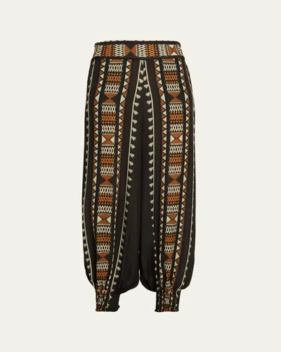 Johanna Ortiz Nareem Geo-print Balloon-leg Ankle Pants In Green