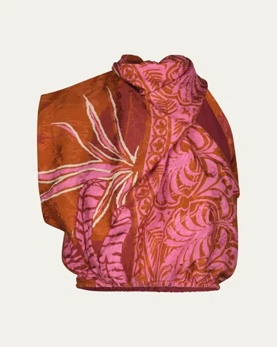 Johanna Ortiz Natural Harbor Cowl-neck Sleeveless Crop Top In Brown