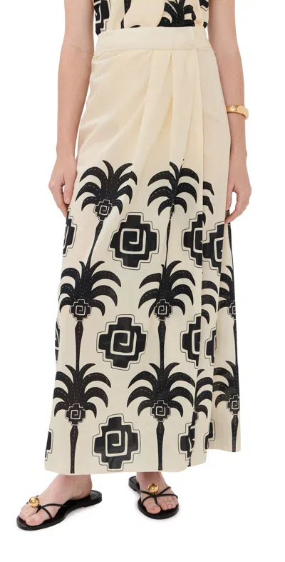 Johanna Ortiz Nature's Patterns Wrap Skirt Ecru/black