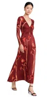 Johanna Ortiz Nectar De Amapolla Dress In Papaver Red Yellow Brown In Red/yellow/brown