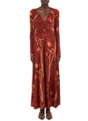 Johanna Ortiz Nectar De Amapolla Dress In Papaver Red Yellow Brown In Red