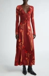 Johanna Ortiz Nectar De Amapolla Dress In Papaver Red Yellow Brown In Papaver Somniferum/ Red