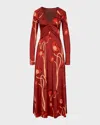Johanna Ortiz Nectar De Amapolla Dress In Papaver Red Yellow Brown In Papaver Somniferum - Red-yellow-brown