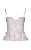 Johanna Ortiz Never Forget Ruffled Cotton Poplin Top In Off-white