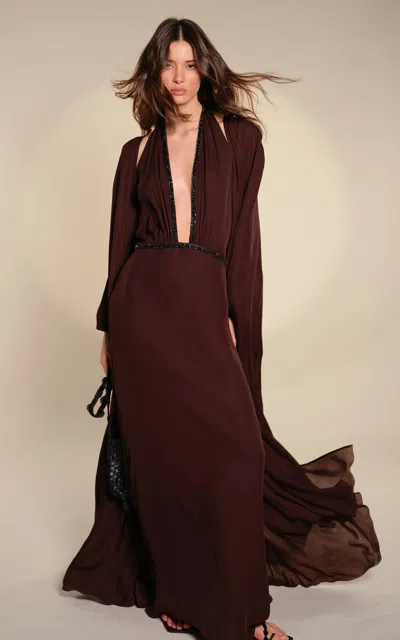Johanna Ortiz New Destiny Silk Maxi Dress In Brown