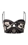 Johanna Ortiz Nudos Del Mar Cropped Printed Cotton-poplin Top In Print