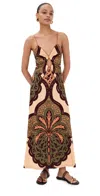 Johanna Ortiz Nuestra Tierra Printed Stretch Jersey Slipdress In Ecru/olive/salmon